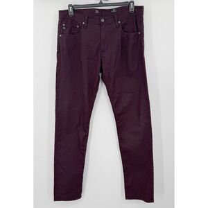 AG Adriano Goldschmied Tellis Modern Slim Pants Mens 36x34 Plum Purple Micro Chk